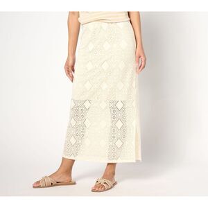 Fashion Women's Plus Sz Skirt 3X Soleil Regular Knit Lace White A640448